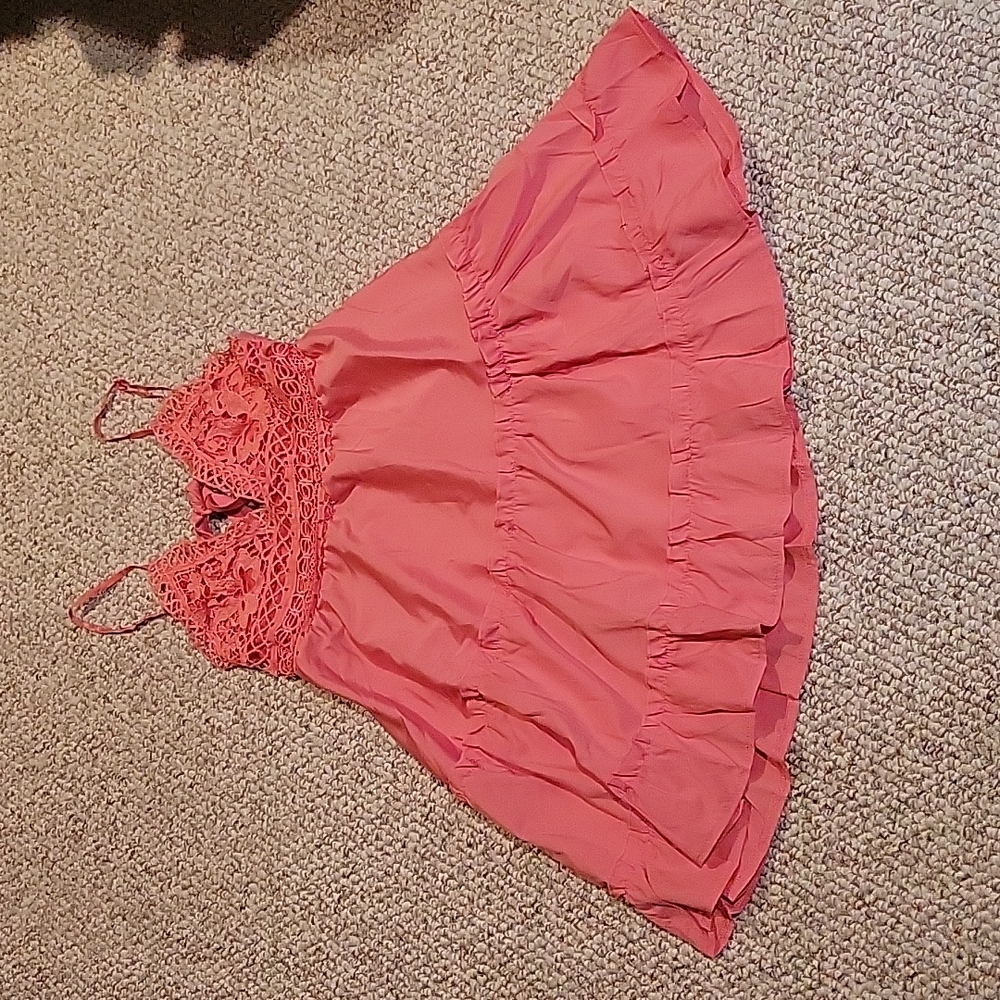 pink tie back sundress size S #165